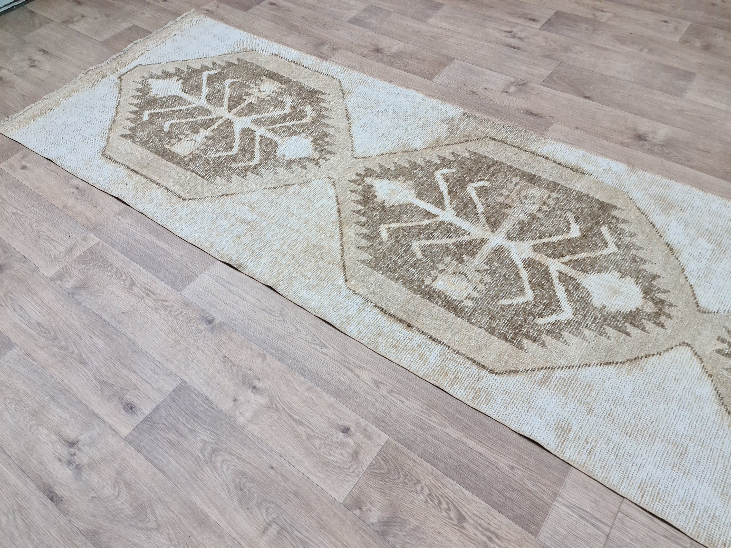 Antique Runner Rug/ 3 x 15.5 feet/ Hand Knot Natural Oushak Etsy