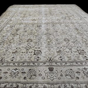 11x14 Neutral Area Rug/ Oversized Vintage Carpet/ Extra Large Natural Wool Rug For Livingroom/ Muted Turkish Oushak Rug/ 11x14.10 feet
