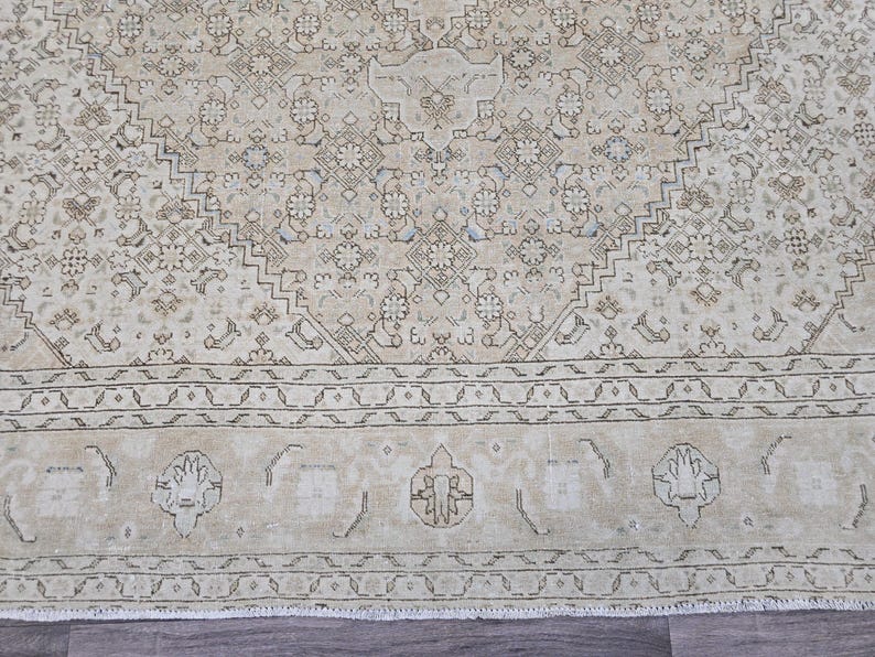 9x12 Neutral Area Rug/ Oversized Vintage Carpet/ Extra Large Natural