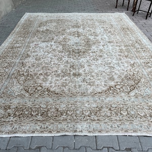 9x12 Handmade Rug for Livingroom and Bedroom / Extra Large Neutral Area Rug/ Wool Oushak Rug/ Oriental Carpet/ Boho Decor Rug