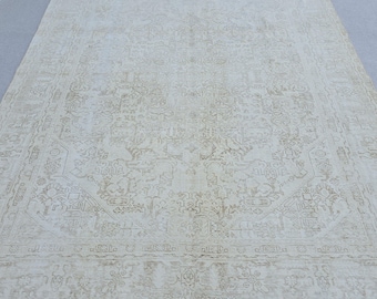 9x12 Neutral Area Rug/ Oversized Vintage Carpet/ Extra Large Natural Wool Rug For Livingroom/ Muted Turkish Oushak Rug/9.35x12 feet