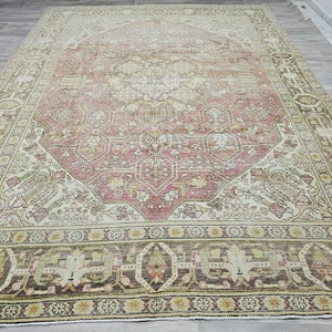 Heriz Rug 10x13 - Oversize Hand Knotted Muted Vintage Rug
