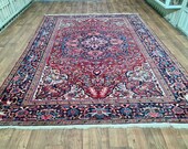 8x11 Heriz Rug - Hand Knotted Antique Rug - Vintage Wool Carpet - Medium Pile Rug - Vibrant Color Rug - Oriental Carpet - Large Area Rug