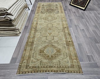 Vintage Teppich Läufer - 100x250 cm Geometrischer Teppich Läufer in Erdtönen