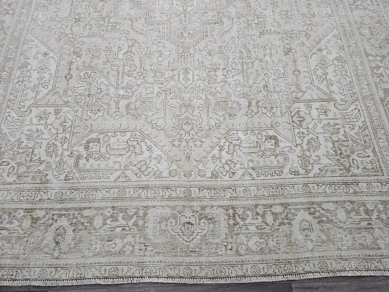 9x12 Neutral Area Rug/ Oversized Vintage Carpet/ Extra Large Natural