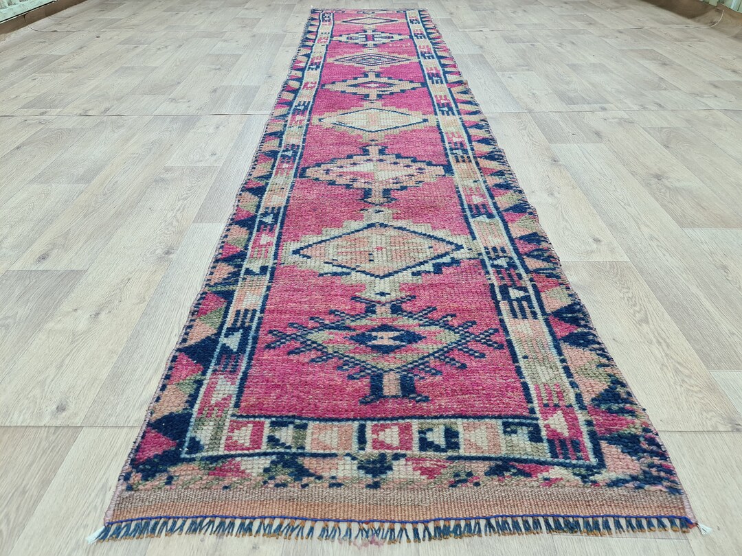 Muted Vintage Rug Runner/ 2.4X11.8 Feet/ Oushak Runner/ Wool Etsy