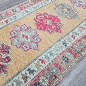 2.80x13.40 feet Colorful Vintage Wool Runner Rug - Herki Runner Traditional