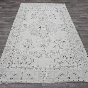 5x8 Vintage Turkish Area Rug, Oushak Rug 5x8, Hand Knotted Wool Carpet, Oriental Carpet, Entry Rug, Powder Room Rug