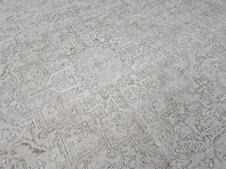 9x12 Neutral Area Rug/ Oversized Vintage Carpet/ Extra Large Natural