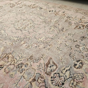 6x9 Turkish Rug Pink Color, Handknotted Oushak Rug for Guest Room, Oushak Carpet 6x9, Organic Wool authentic Vintage Rug//6.15x9.25 feet