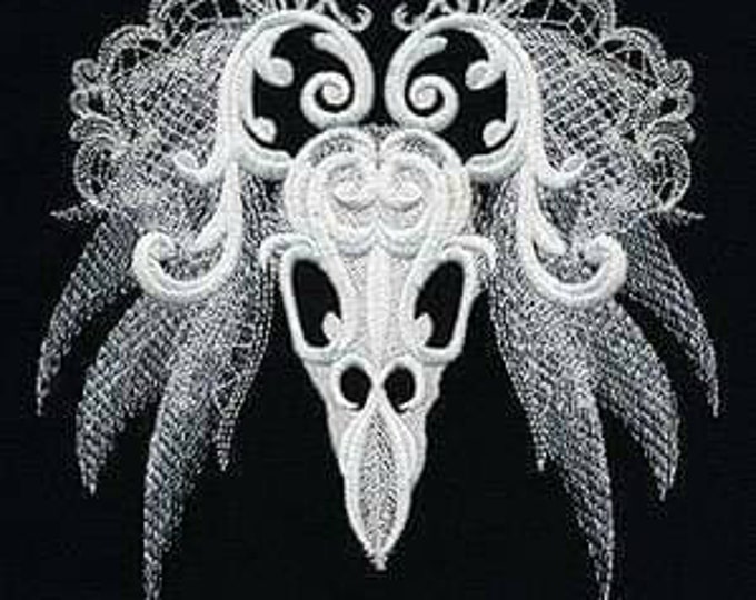 Featured listing image: Skull Embroidery, Hand Towel ,Gothic ,Halloween, Bathroom ,Alternative, Goth Bathroom , Kitchen , raven skull towel