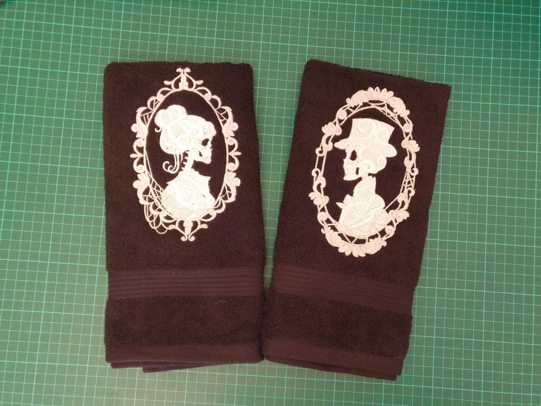 Mr and Mrs .skull Cameo. Bride and Groom Pair of Embroidered Etsy