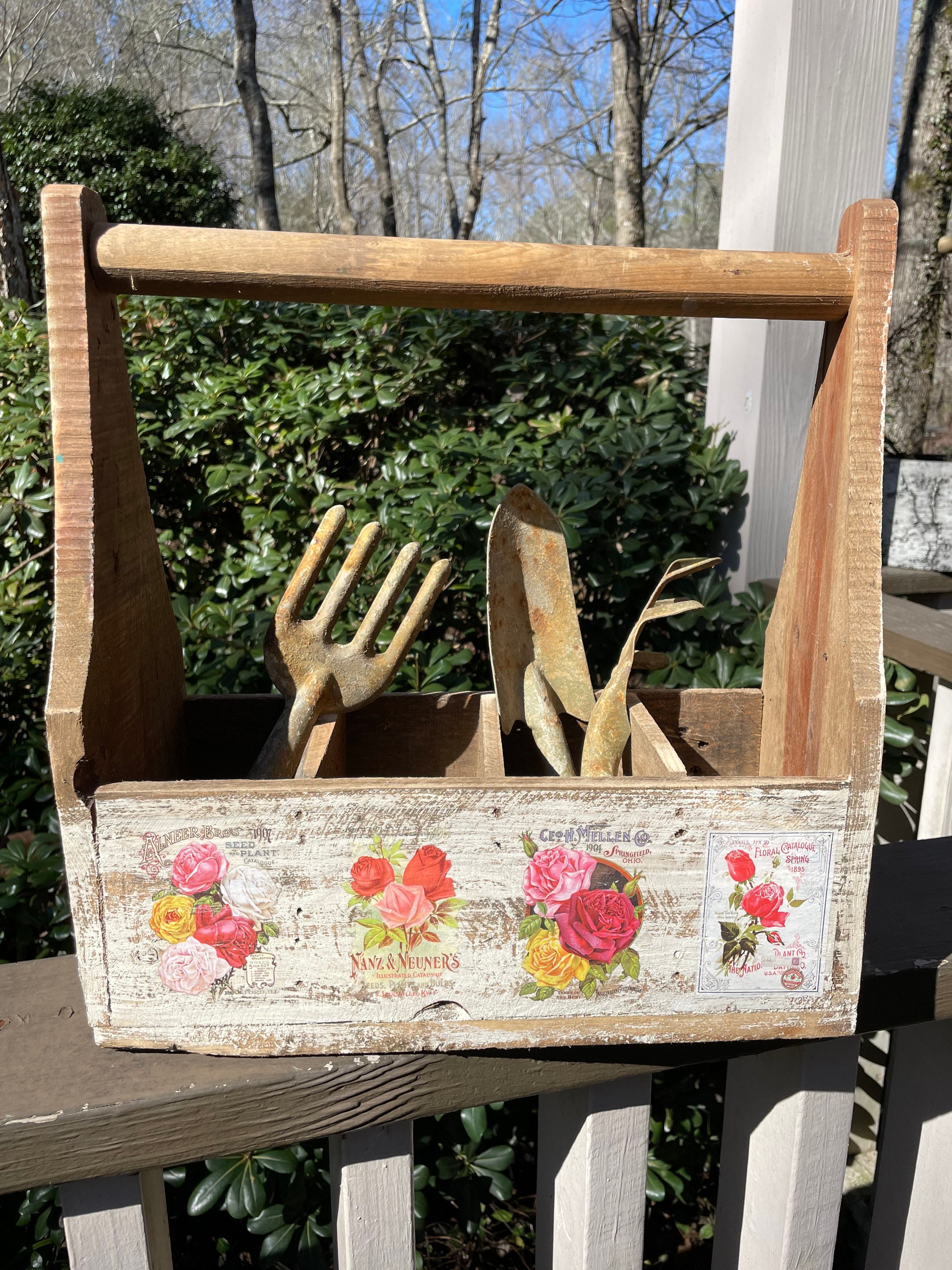 Rustic Garden Tools Vintage Garden Trug With Rustic Garden Tools - Etsy
