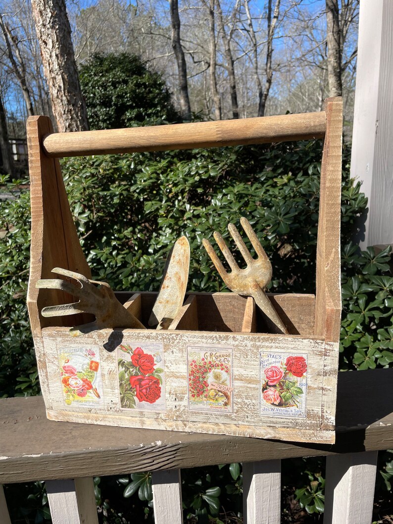 Rustic Garden Tools Vintage Garden Trug With Rustic Garden Tools - Etsy