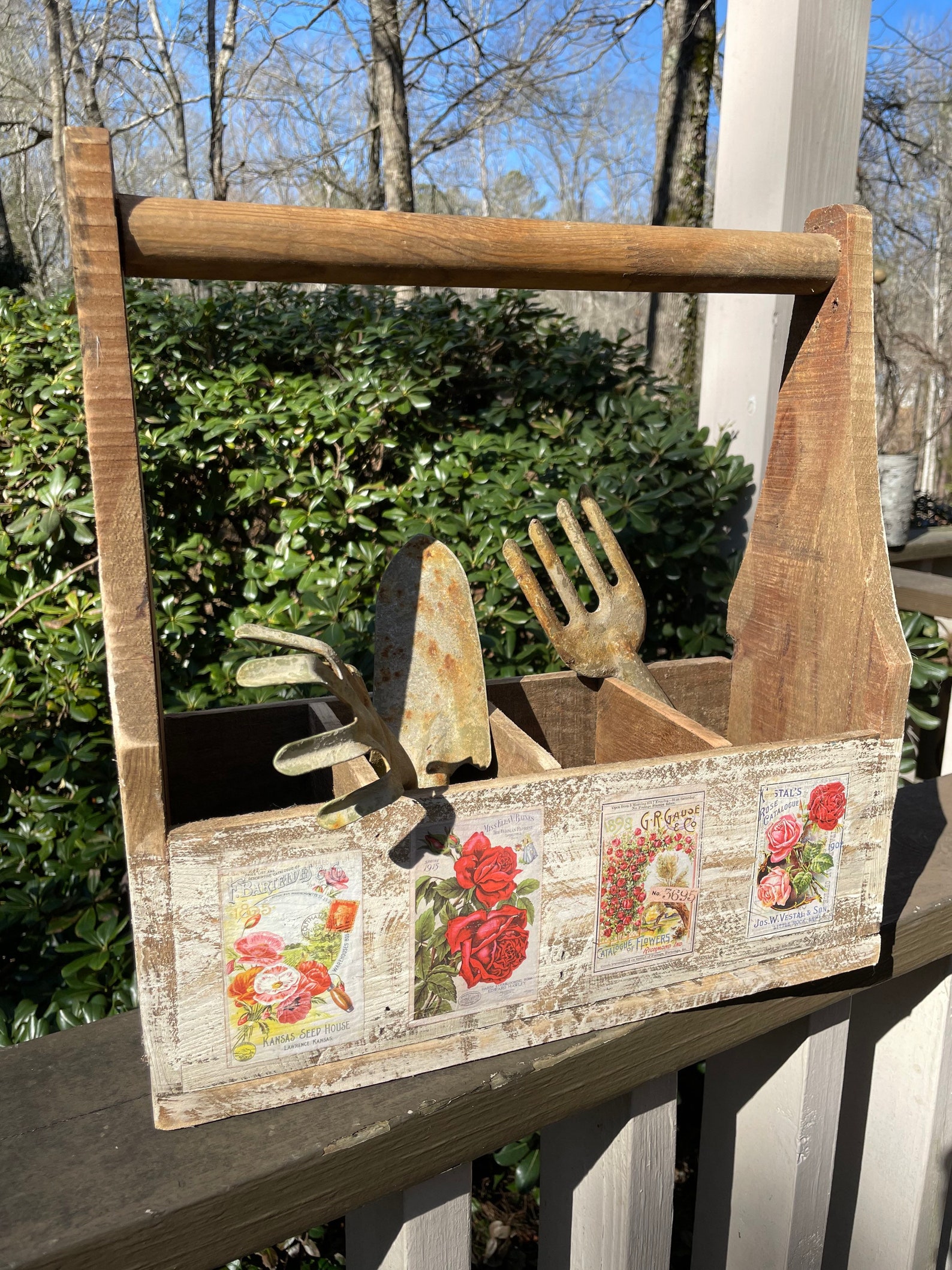 Rustic Garden Tools Vintage Garden Trug With Rustic Garden Tools - Etsy