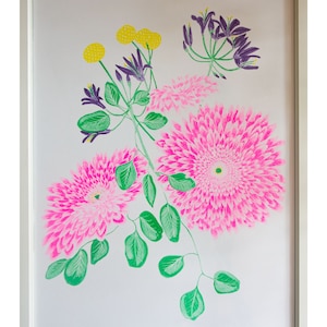 Flowery Risograph Print