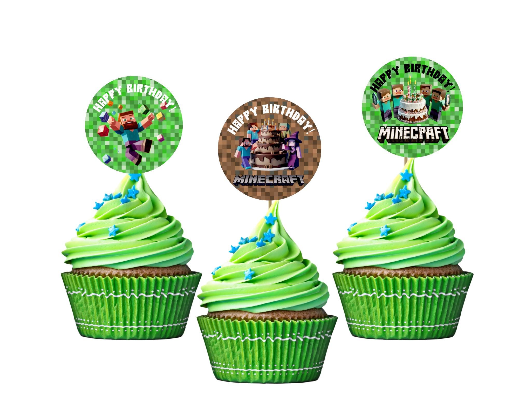 Minecraft Birthday Cupcake Toppers