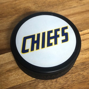 Vintage Chiefs Souvenir Hockey Puck: Slapshot Hanson Brothers