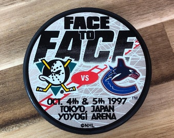 Vintage NHL Hockey Puck: Ducks vs Canucks, Tokyo 1997 Souvenir