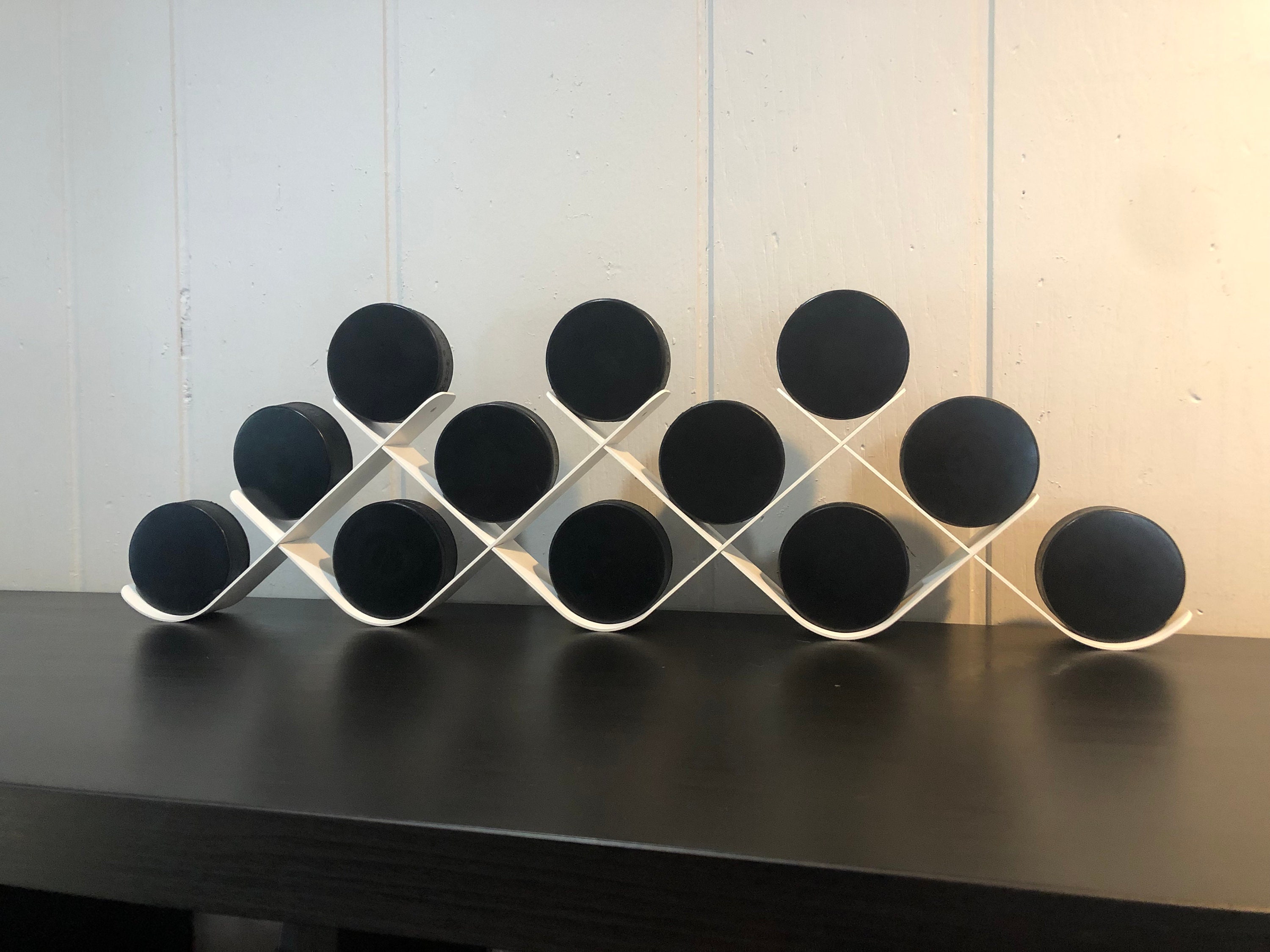 Puck Rack Souvenir Hockey Puck Holder Organizer, Puck Display, Made in USA ...