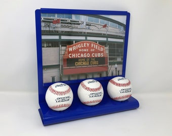 Baseball Team Photo Frame Blue, Baseball Gift, Autographed Baseball Holder, Metal Photo Display, Baseball Bedroom Cooperstown