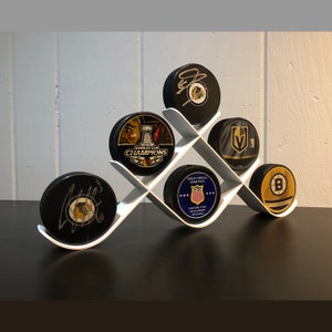 Hockey Puck Display - 6 Puck Holder, Made in USA, Autographed Puck Holder Sports Memorabilia Game Puck