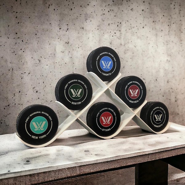 Hockey Puck Display - 6 Puck Holder, Made in USA, Autographed Puck Holder Sports Memorabilia Game Puck