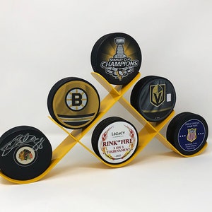 Puck Rack Metal Hockey Puck Holder, Puck Rack Display for 6 Hockey Pucks, Made in ...