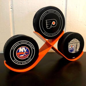 Metal Hockey Puck Display Shelf Decor - Made in USA - Trophy Case - Autograph Memorabilia Team Gift Hockey Gift, Sports Gift, Coach Keepsake