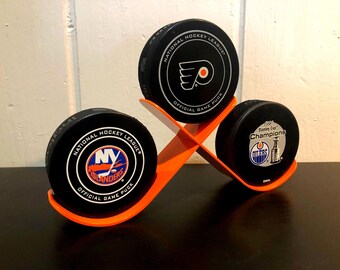 Metal Hockey Puck Display Shelf Decor - Made in USA - Trophy Case - Autograph Memorabilia Team Gift Hockey Gift, Sports Gift, Coach Keepsake