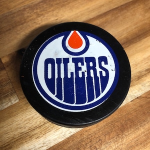 Rondelle de hockey vintage Edmonton Oilers LNH 1979-1980, rondelle de jeu de hockey de collection, souvenir de hockey sur glace, fait un excellent cadeau de hockey