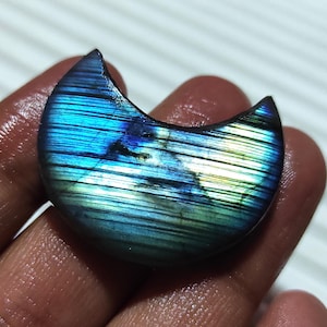 Pietra preziosa naturale di labradorite a forma di luna, pietra sciolta cabochon di labradorite multi appariscente, cristallo di labradorite, labradorite per la creazione di gioielli