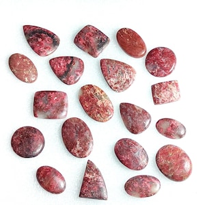 Natural Pink Thulite Loose Gemstone Cabochon, Wholesale Thulite Gemstone, Mix Shape Gemstone, Flat Back Calibrated Cabochon, Jewelry Making