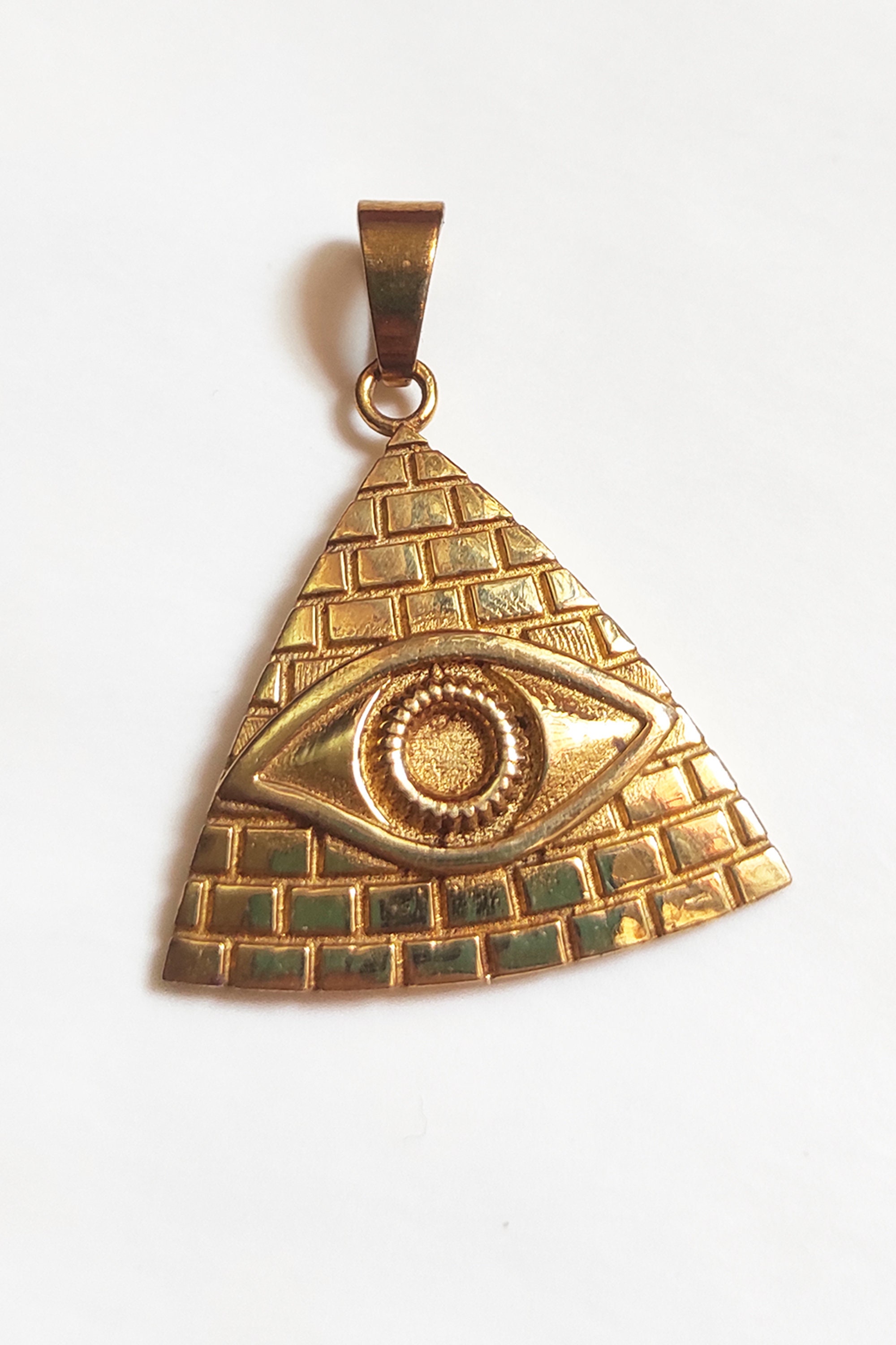 Gold Evil Eye Triangle Charm All Seeing Eye Charm Illuminati Etsy