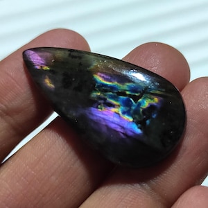 Natural Purple Labradorite Gemstone, Flashy Labradorite Cabochon Loose Stone, Pear Shape Labradorite Crystal, Labradorite For Jewelry Making