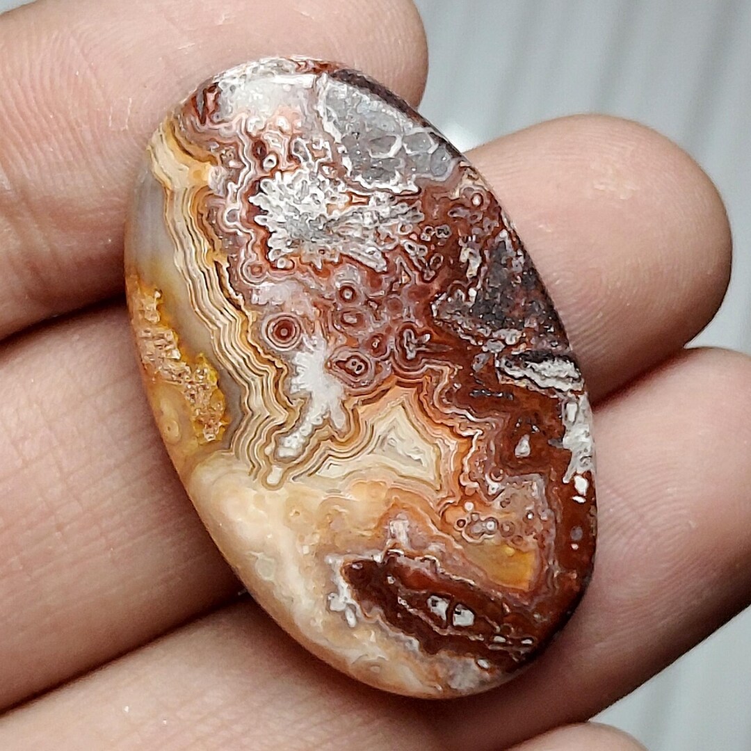 Polished Crazy Lace Agate Cabochon: Oval Gemstone for Jewelry - Etsy