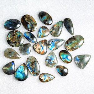Labradorita natural multi-brilhante, cristais de labradorita, cabochão de labradorita azul, labradorita de formato misto, preço de atacado de lote