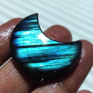 Pietra preziosa di labradorite naturale, cabochon di labradorite blu a forma di luna, pietra sciolta, cristallo di labradorite, labradorite per la creazione di gioielli