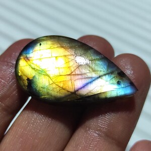 Pietra preziosa di labradorite autentica, pietra sciolta cabochon di labradorite multi-sgargiante, cristallo di labradorite a forma di pera, labradorite per creare gioielli