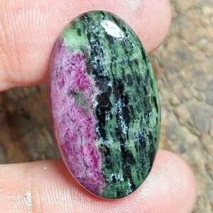 Natural Ruby Zoisite Oval Shape Cabochon: Polished Gemstone For Jewelry Making ( 23x38 mm )
