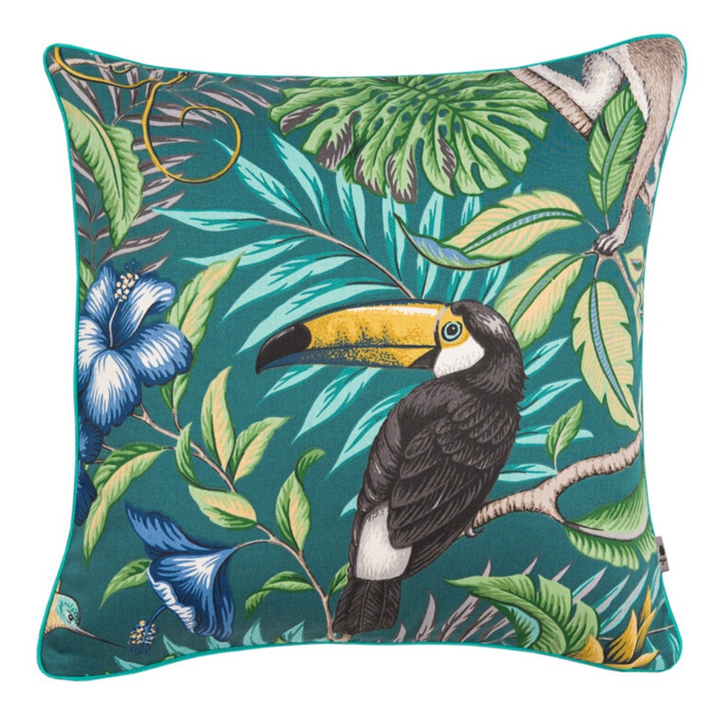 Exotic Pillowcase Green jungle cushion monkey cushion cover Etsy