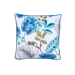 Coastal Cushion cover, Blue Pillow, Coastal Designer Pillow , Decorative Pillow Cover, pillow in leaves, Piped Cushions, Double sided cotton