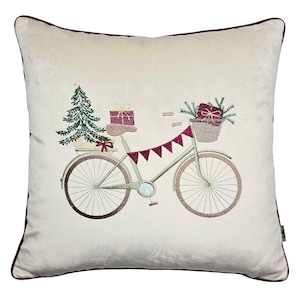 Christmas pillow cover, pillowcase with a embroidery, pillow embroidered Christmas bike,pillow with embroidery,17,5x17,5cal