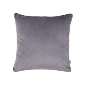 Velvet cushion cover, smooth ash grey cover pillowcase, piped decorative pillow, square, double-sided case pillow, glam velvet,45x45cm