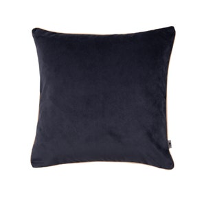 Velvet Pillow Cover, graphite pillowcase, Velvet cushion Cover with Gold piping, smooth cover pillow, piped decorative pillow