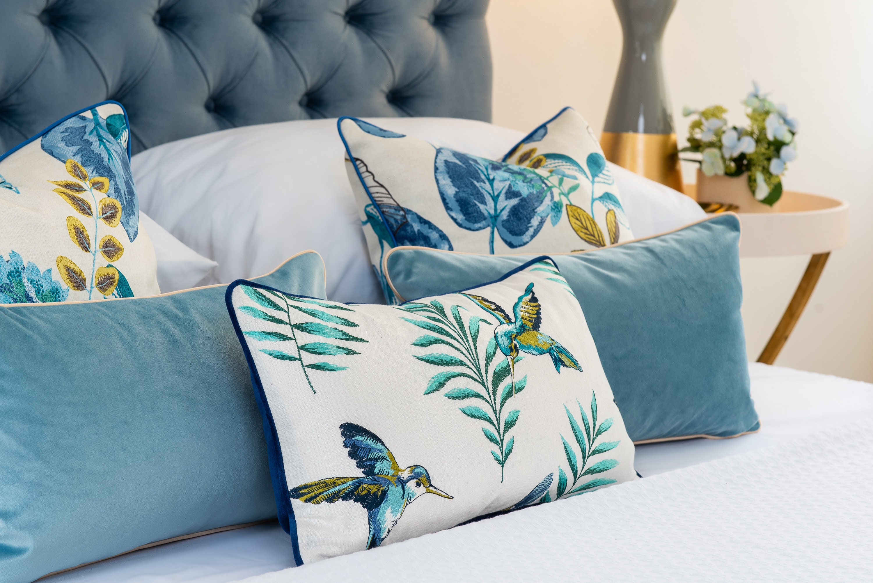 Blue Case Pillow 30x50cm Elegance Cover Pillow Piped Etsy