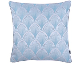 Nouveau cushion cover, mint pillow cover, Piped cushion cover, Range pattern, Decorative cover pillows, mint fans cushion,45x45cm