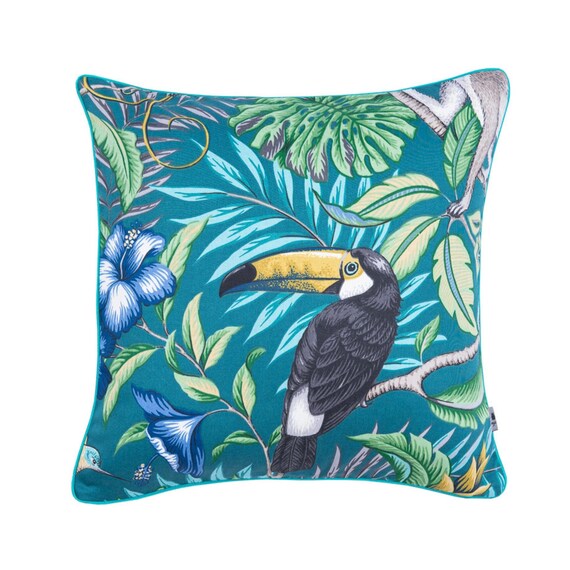 Exotic Pillowcase Green Jungle Cushion Monkey Cushion Cover Etsy UK