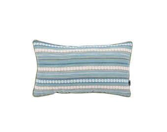 Fodera per cuscino Boho, federa con motivi etnici, fodera per cuscino verde blu, fodera per cuscino fatta a mano con tubazioni, cuscino per divano, stile boho, 30x50cm