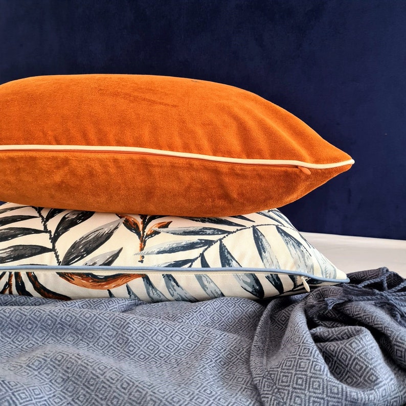 Velvet Cushion Cover Stunning Orange Cushion Coversmooth Etsy